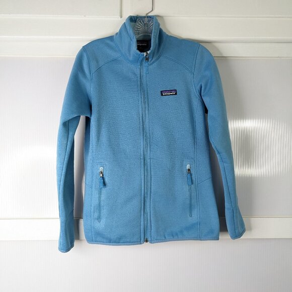 Patagonia Tech Fleece Jacket Light Blue Full Zip Jacket Zippered Pockets Small - Picture 1 of 14